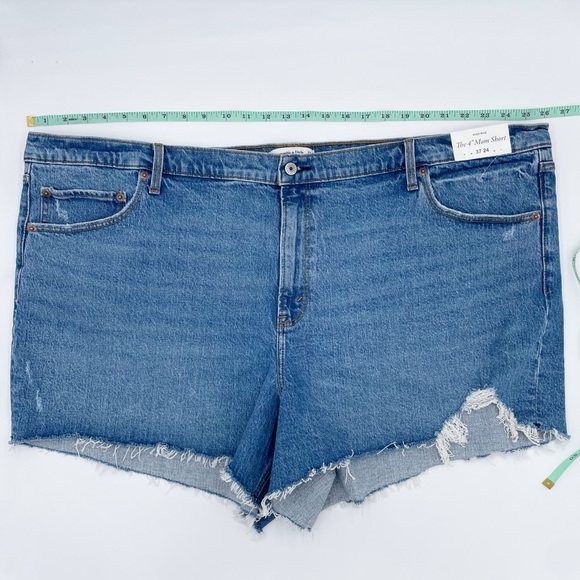 Abercrombie and Fitch The 4" Mom Short High Rise Distressed Denim Plus Size 24 - Picture 9 of 11